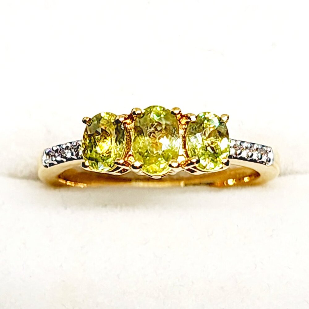 Sava Sphene & White Zircon ring in 14k YG over 925 Sterling Silver 1.40 ct sz 8